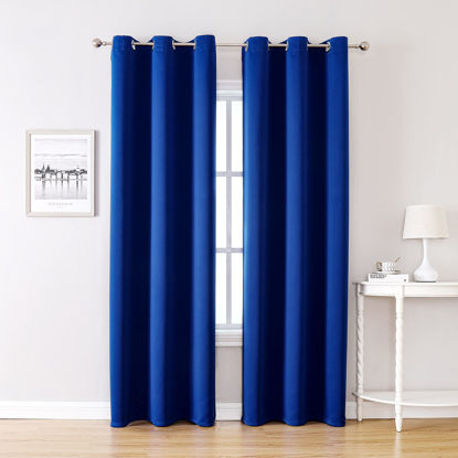 Picture of ChrisDowa Grommet Blackout Curtains for Bedroom and Living Room - 2 Panels Set Thermal Insulated Room Darkening Curtains (Royal Blue, 42W x 84L)
