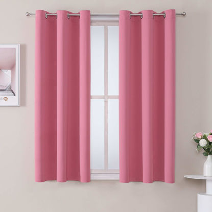 Picture of ChrisDowa Grommet Room Darkening Curtains for Bedroom and Living Room - 2 Panels Set Thermal Insulated Blackout Curtains (Pink, 38W x 45L)