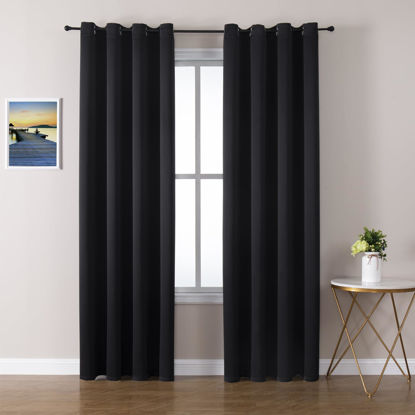 Picture of ChrisDowa Blackout Curtains 108 Inches Long 2 Panels Set for Living Room, Grommet Thermal Insulated Room Darkening Curtains for Bedroom (Black, 52 x 108 Inch)
