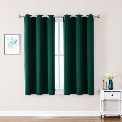 Picture of ChrisDowa Grommet Blackout Curtains for Bedroom and Living Room - 2 Panels Set Thermal Insulated Room Darkening Curtains (Forest Green, 38W x 54L)