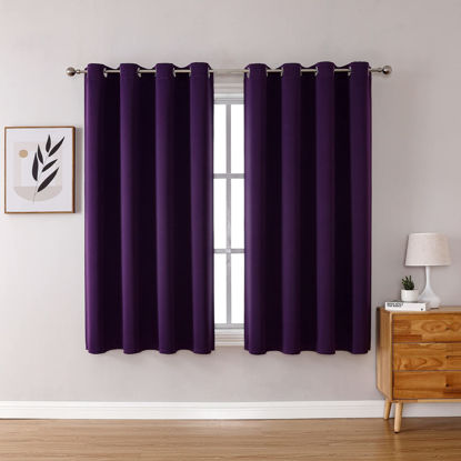 Picture of ChrisDowa Grommet Blackout Curtains for Bedroom and Living Room - 2 Panels Set Thermal Insulated Room Darkening Curtains (Royal Purple, 52W x 45L)