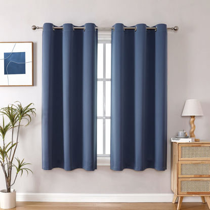 Picture of ChrisDowa Grommet Blackout Curtains for Bedroom and Living Room - 2 Panels Set Thermal Insulated Room Darkening Curtains (Stone Blue, 38W x 54L)