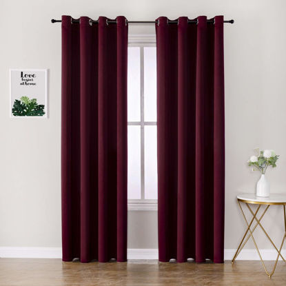 Picture of ChrisDowa Blackout Curtains 120 Inches Long 2 Panels Set for Living Room, Grommet Thermal Insulated Room Darkening Curtains for Bedroom (Burgundy Red, 52 x 120 Inch)