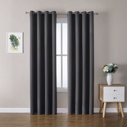 Picture of ChrisDowa Blackout Curtains 120 Inches Long 2 Panels Set for Living Room, Grommet Thermal Insulated Room Darkening Curtains for Bedroom (Dark Grey, 52 x 120 Inch)