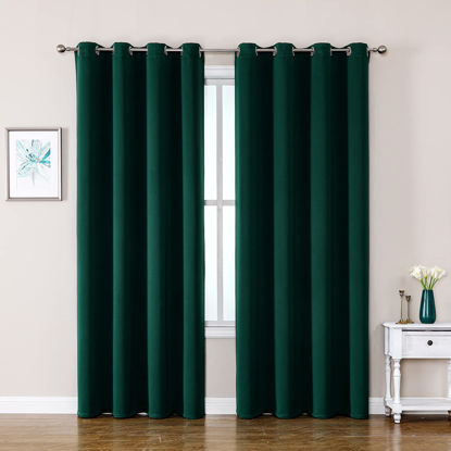 Picture of ChrisDowa Grommet Blackout Curtains for Bedroom and Living Room - 2 Panels Set Thermal Insulated Room Darkening Curtains (Forest Green, 52W x 84L)