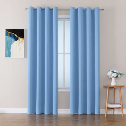 Picture of ChrisDowa Room Darkening Curtains 102 Inches Long 2 Panels Set for Living Room, Grommet Thermal Insulated Blackout Curtains for Bedroom (Sky Blue, 52 x 102 Inch)