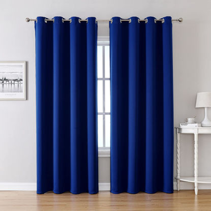 Picture of ChrisDowa Blackout Curtains 102 Inches Long 2 Panels Set for Living Room, Grommet Thermal Insulated Room Darkening Curtains for Bedroom (Royal Blue, 52 x 102 Inch)