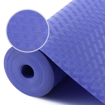 Picture of Shelf Liners for Kitchen Cabinets Refrigerator Liners Waterproof Kitchen Cupboard Liner Non Adhesive Drawer Mats EVA Material Fridge Liner for Shelves - Blue 11.8 x 393.7 Inches