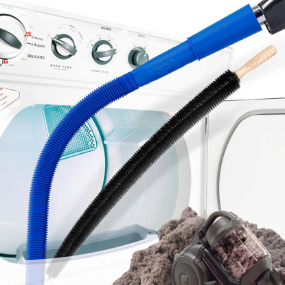 Picture of Holikme 2 Pieces Dryer Vent Cleaner Kit, Dryer Lint Vacuum Attachment and Flexible Dryer Lint Brush, Vacuum Hose Attachment, Grey