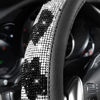 Picture of CAR PASS Bling Cow Print Diamond Steering Wheel Cover, with Sparkly Crystal Glitter Rhinestones Black Leather Car Wheel Protect for Women Girl Fit Suvs,Vans,Sedans,Cars,Trucks, 14" 1/2-15" Cow Design