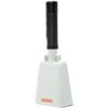 Picture of WMM 10 Inch Cow Bell Noise Makers Cowbell for Sporting Event Cheering Bell for Football Games Large Steel Cowbell with Handle Solid School Bells Call Bell Alarm (White)
