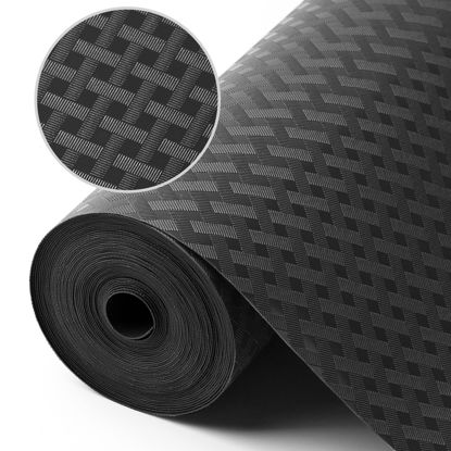 Picture of StaHom Shelf Liners for Kitchen Cabinets Refrigerator Liners Waterproof & Oil-Proof Kitchen Cupboard Liner Non-Slip Drawer Mats Non Adhesive Fridge Liner for Shelves - Black 11.8 x 59 Inch