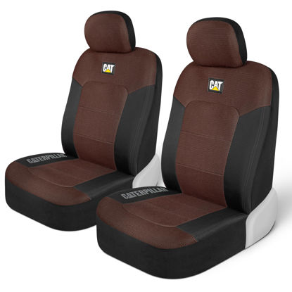 Picture of CAT® MeshFlex Automotive Seat Covers for Cars Trucks and SUVs (Set of 2) - Black/Brown Car Seat Covers for Front Seats, Truck Seat Protectors with Comfortable Mesh Back, Auto Interior Covers