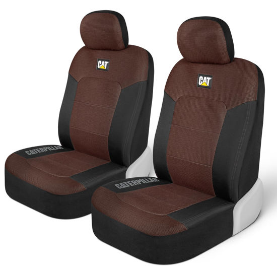 Picture of CAT® MeshFlex Automotive Seat Covers for Cars Trucks and SUVs (Set of 2) - Black/Brown Car Seat Covers for Front Seats, Truck Seat Protectors with Comfortable Mesh Back, Auto Interior Covers
