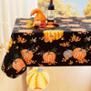 Picture of Smiry Fall Rectangle Table Cloth, Waterproof Vinyl Tablecloth with Flannel Backing, Wipeable Autumn Pumpkin Plastic Tablecloths for Harvest and Thanksgiving Parties, 60"x120", Black & Orange