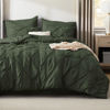 Picture of Bedsure Twin Comforter Set Olive Green - Bed in a Bag Twin Size 5 Pieces, GentleSoft™ Pintuck Bed Set Gift for Family, Pinch Pleat Olive Green Comforter with Sheets, Pillowcase & Sham
