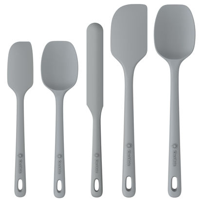 Picture of ChefAide 5 Pieces Silicone Spatula Set, Food Grade Rubber Spatula, Upgrade Strong Handle with Ergonomic Grip, Heat Resistant Up to 600°F for Nonstick Cookware, Cooking