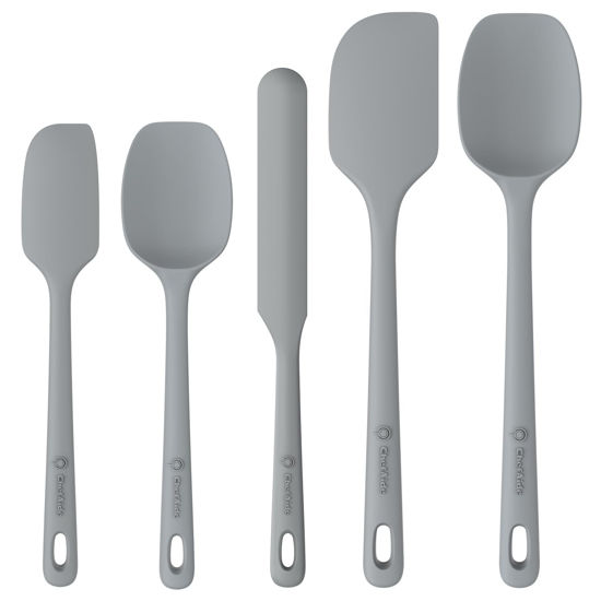 Picture of ChefAide 5 Pieces Silicone Spatula Set, Food Grade Rubber Spatula, Upgrade Strong Handle with Ergonomic Grip, Heat Resistant Up to 600°F for Nonstick Cookware, Cooking