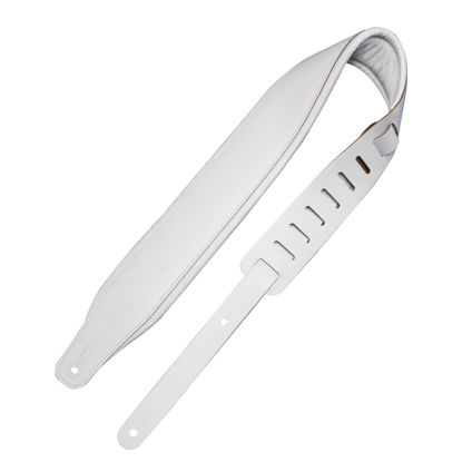 Picture of Levy's Leathers Amped Leather Series 3" Wide Top Grain Leather Guitar Straps; White (M26PD-WHT_WHT)