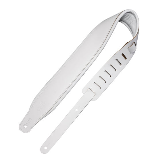Picture of Levy's Leathers Amped Leather Series 3" Wide Top Grain Leather Guitar Straps; White (M26PD-WHT_WHT)