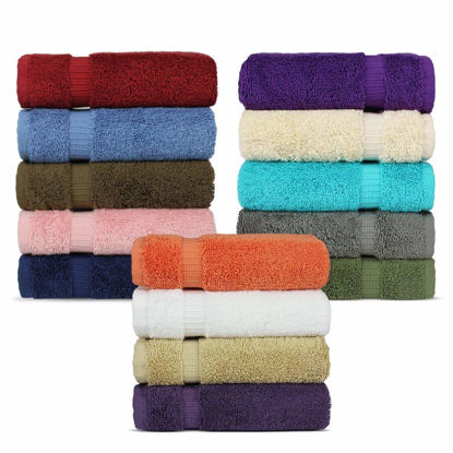 Picture of Chakir Turkish Linens Hotel & Spa Quality, Highly Absorbent 100% Cotton Turkish Washcloths (2 X 6 Random Colors - Set of 12)