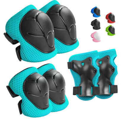 Picture of Wemfg Kids Protective Gear Set Knee Pads for Kids 3-14 Years Toddler Knee and Elbow Pads with Wrist Guards 3 in 1 for Skating Cycling Bike Rollerblading Scooter