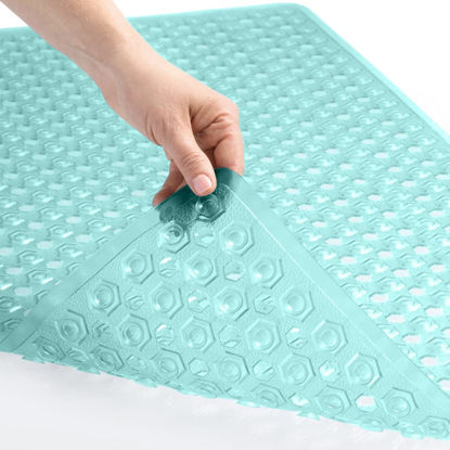 Picture of Gorilla Grip Patented Shower and Bathtub Mat, 35x16, Long Bath Tub Floor Mats, Suction Cups and Drainage Holes Keeps Floors Clean, Machine Washable, Soft on Feet, Bathroom and Spa Accessories, Green