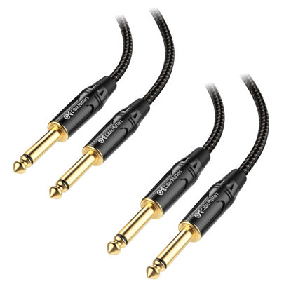 Picture of Cable Matters 2-Pack Braided 1/4 Inch TS to TS Guitar Cable 10 Feet - Electric Guitar Cord, Guitar Amp Cord, Instrument Cable for Electric Guitar, Mandolin, Bass AMP, Keyboard, Mixer, Equalizer