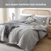 Picture of ROSGONIA Queen Comforter Set Grey, 3pcs Bedding Comforter Sets (1 Gray Comforter & 2 Pillowcases) All Season Soft Lightweight Bedspread Blanket Quilt