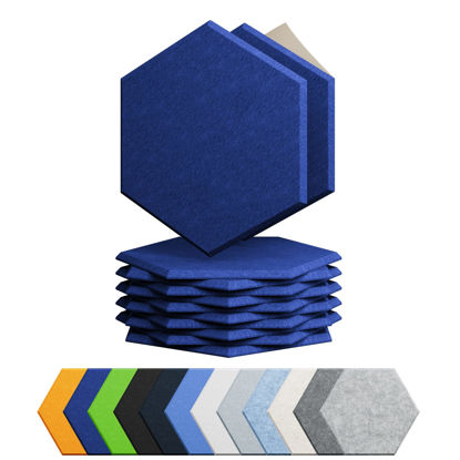 Picture of Amantech 12 Pack Acoustic Panels Self Adhesive Sound Proof Foam, High Density Sound Acoustic Panel, 12X10.23X0.4 Inch Hexagon Panels in Home, Office, Reccording Room, Studio,and more(Telecom Blue)
