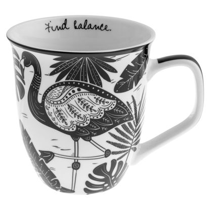 Picture of Karma Gifts 14 oz Black and White Boho Mug Flamingo - Cute Coffee and Tea Mug - Ceramic Coffee Mugs for Women and Men
