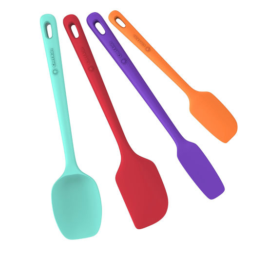 Picture of ChefAide 4 Pieces Silicone Spatula Set, Food Grade Rubber Spatula, Upgrade Strong Handle with Ergonomic Grip, Heat Resistant for Nonstick Cookware, Cooking
