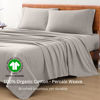 Picture of LANE LINEN 100% Organic Cotton Queen Sheets, 4Pc Cotton Sheets Queen Size Set, Classic Percale Weave Bedsheets Queen Size Bed, Sheet & Pillowcase Sets, Queen Bed Sheets Deep Pocket - Silver