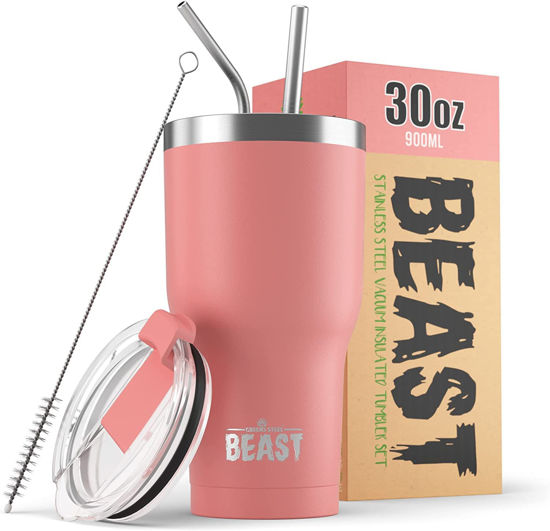 Picture of Beast 30 oz Tumbler Stainless Steel Vacuum Insulated Coffee Ice Cup Double Wall Travel Flask (Blossom Pink)