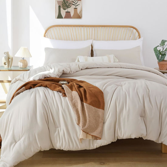 Picture of ROSGONIA California King Comforter Set Beige, 3pcs (1 Boho Cal King Comforter & 2 Pillowcases), All Season Bedding Soft Bedspread Blanket Quilt