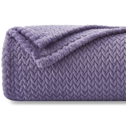 Picture of NEWCOSPLAY Super Soft Throw Blanket Lavender Premium Silky Flannel Fleece Leaves Pattern Lightweight Bed Blanket All Season Use (Lavender, Throw(40"x50"))
