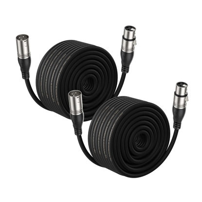 Picture of EBXYA 100Ft XLR Microphone Cables 2 Packs - Premium Balanced Mic Speaker Cable with 3 Pins XLR Male to Female 100 Feet, Black