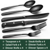 Picture of Black Hammered Silverware Set with Steak Knives, 24-Piece Stainless Steel Heavy Duty Flatware Set for 4, Food-Grade Tableware Cutlery Set, Utensil Sets for Home Restaurant, Mirror Finish