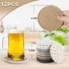 Picture of BUEDM 12 Pcs Boho Drink Coasters,Minimalist Cotton Handmade Woven Absorbent Drink Coasters,Heat Resistant Cotton Coasters for Coffee Table, Kitchen, Home Decoration