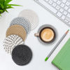 Picture of BUEDM 12 Pcs Boho Drink Coasters,Minimalist Cotton Handmade Woven Absorbent Drink Coasters,Heat Resistant Cotton Coasters for Coffee Table, Kitchen, Home Decoration