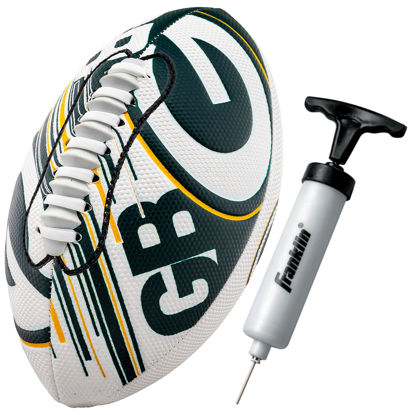 Picture of Franklin Sports NFL Green Bay Packers Football - Youth Mini Football - 8.5" Junior Size Ball - SPACELACE Easy Grip Texture- Perfect for Kids