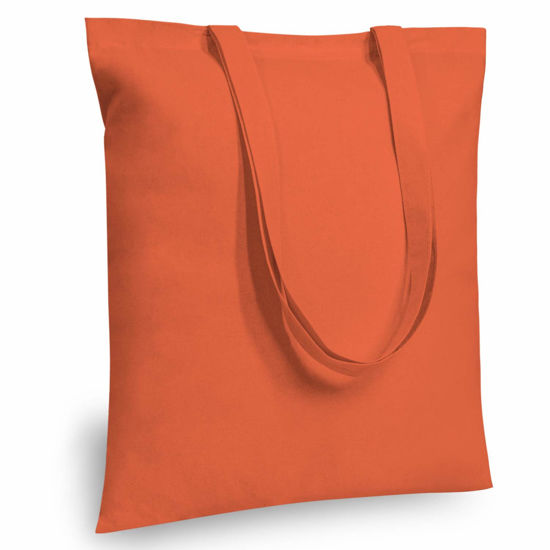 Picture of TOPDesign 6-Pack Economical 16"x15" Orange Cotton Tote Bag, Lightweight Medium Reusable Grocery Shopping Cloth Bags, Suitable for