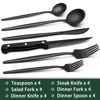 Picture of Black Silverware Set with Steak Knives, 24-Piece Stainless Steel Black Flatware Set for 4, Food-Grade Tableware Cutlery Set, Utensil Sets for Home Restaurant, Mirror Finish, Dishwasher Safe