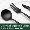 Picture of Black Silverware Set with Steak Knives, 24-Piece Stainless Steel Black Flatware Set for 4, Food-Grade Tableware Cutlery Set, Utensil Sets for Home Restaurant, Mirror Finish, Dishwasher Safe