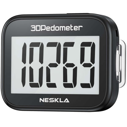 Picture of NESKLA 3D Pedometer for Walking, Simple Step Counter with Large Digital Display, Step Tracker with Removable Clip Lanyard, Accurately Track Steps for Men Women Kids Adults Seniors