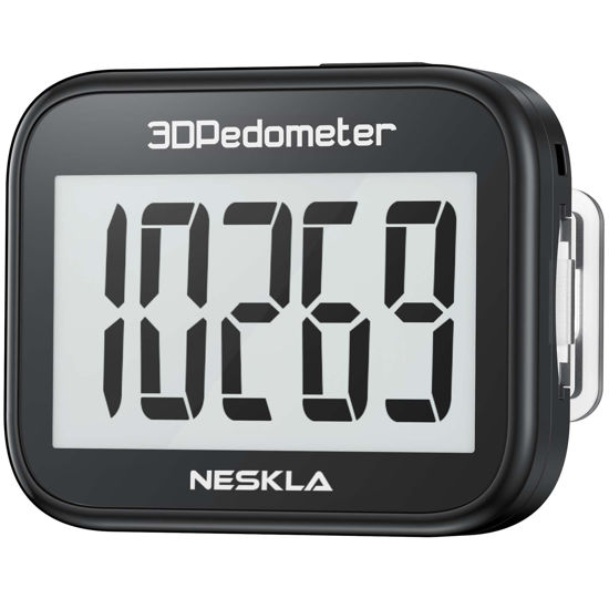 Picture of NESKLA 3D Pedometer for Walking, Simple Step Counter with Large Digital Display, Step Tracker with Removable Clip Lanyard, Accurately Track Steps for Men Women Kids Adults Seniors