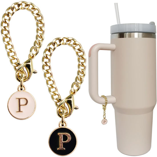 Picture of Wabogove Letter Charm Accessories for Stanley Cup 2PCS Initial Name ID Personalized Handle Charm for Stanley Tumbler (P)