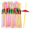 Picture of Comfy Package [50 Count] Umbrella Straws, Flexible Plastic Cocktail Straws - Assorted Colors Swizzle Sticks - Fancy Mini Umbrella Drinking Straws for Hawaiian Beach Cocktail Luau Party Decor