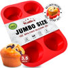 Picture of Walfos Silicone Texas Muffin Pan - 6 Cup Jumbo Silicone Cupcake Pan, Non-Stick Silicone, Just PoP Out! Perfect for Egg Muffin, Big Cupcake - BPA Free and Dishwasher Safe