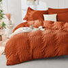 Picture of HYMOKEGE Burnt Orange Queen Comforter Set Seersucker 7 Pieces, All Season Luxury Bed in a Bag for Bedroom, Bedding Set with Comforters, Sheets, Pillowcases & Shams